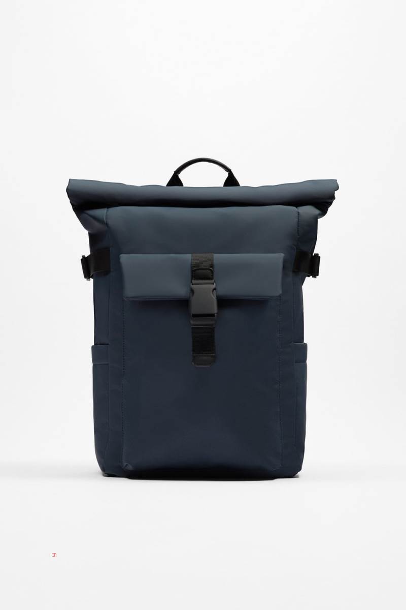 ZARA RUBBERISED SOFT Ryggsäck Herr Marinblå Blå | JHTGE-5421