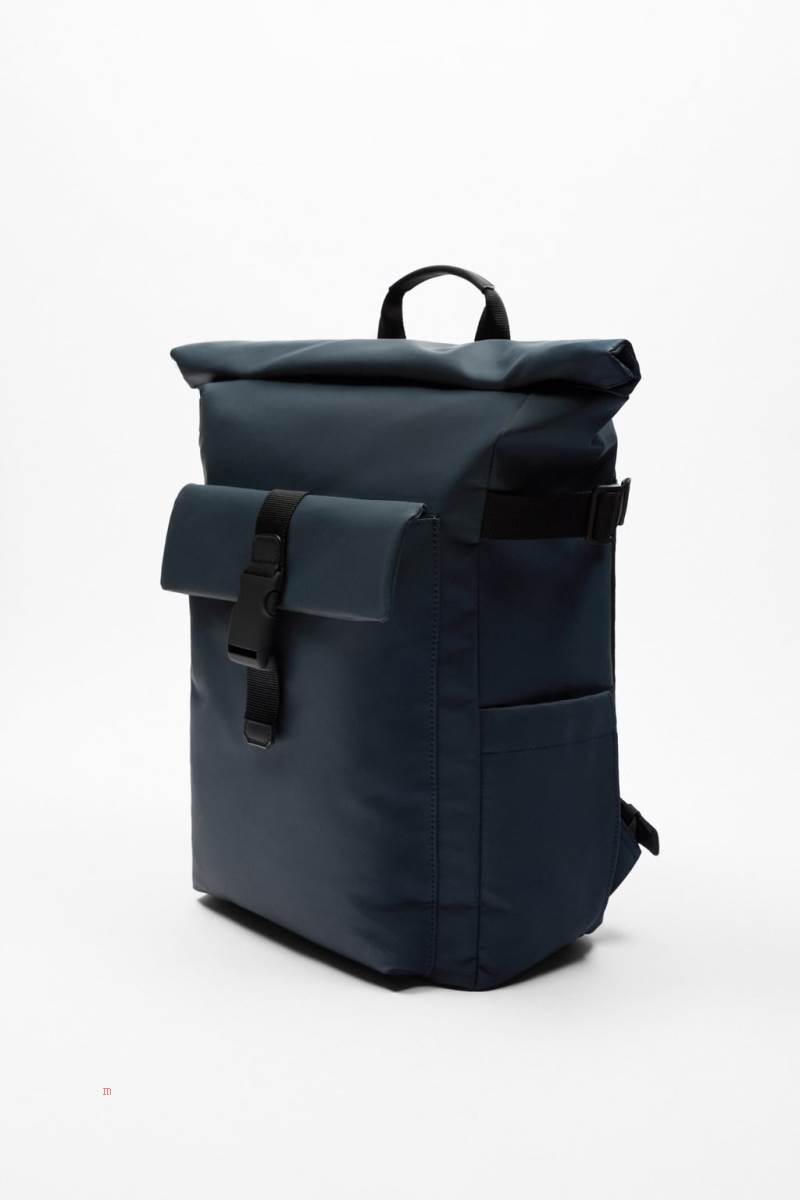 ZARA RUBBERISED SOFT Ryggsäck Herr Marinblå Blå | JHTGE-5421