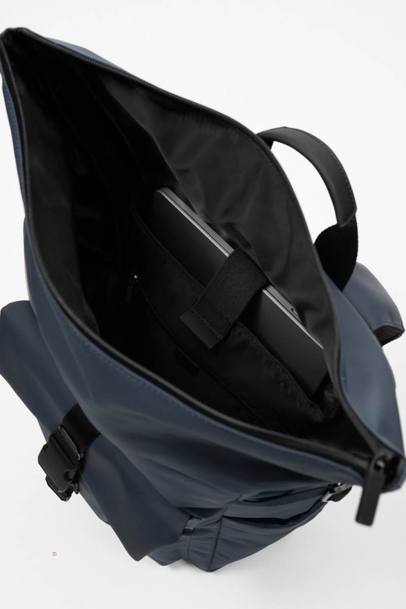 ZARA RUBBERISED SOFT Ryggsäck Herr Marinblå Blå | JHTGE-5421