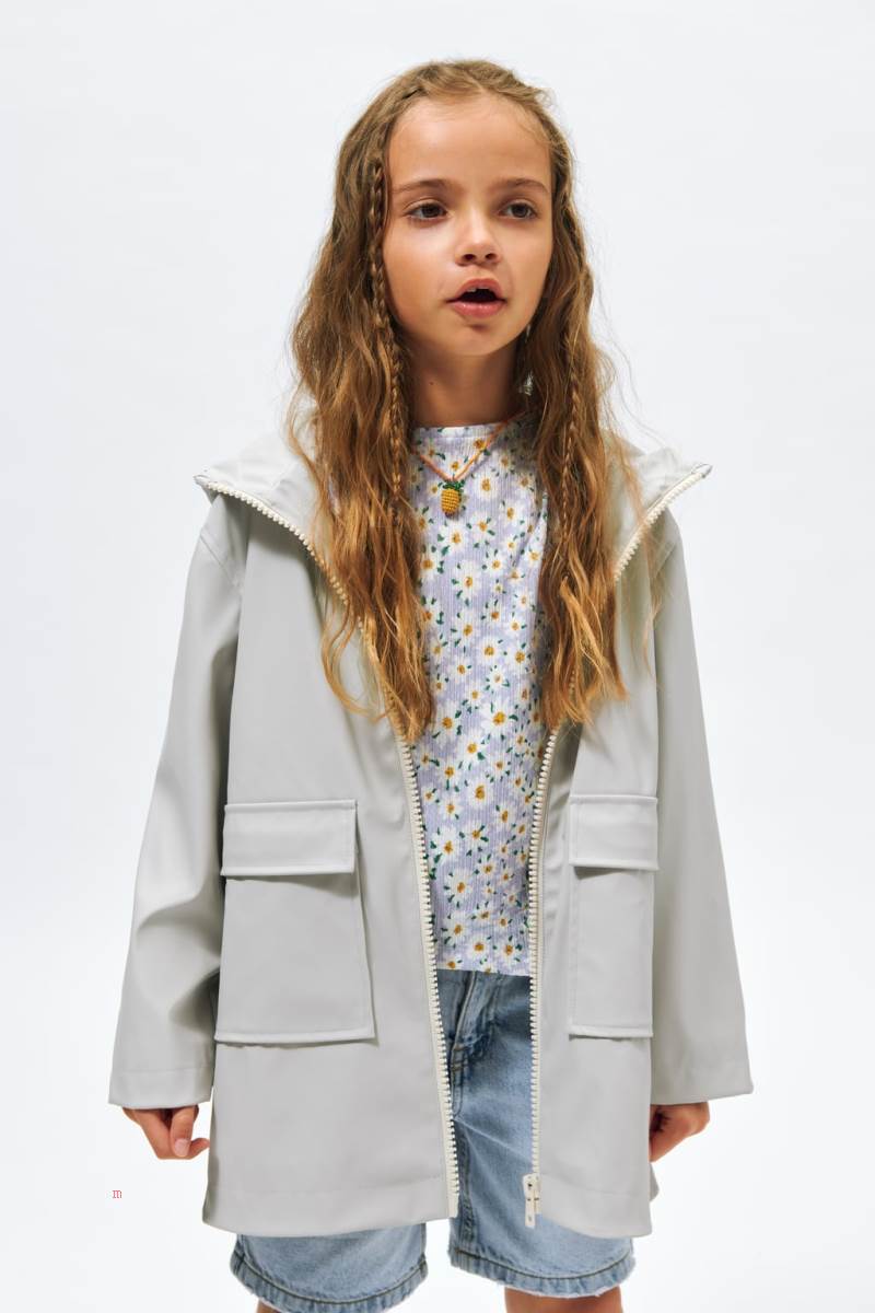 ZARA RUBBERISED WITH SNAP BUTTONS Regnrock Pojke Grå | BAVFM-0684