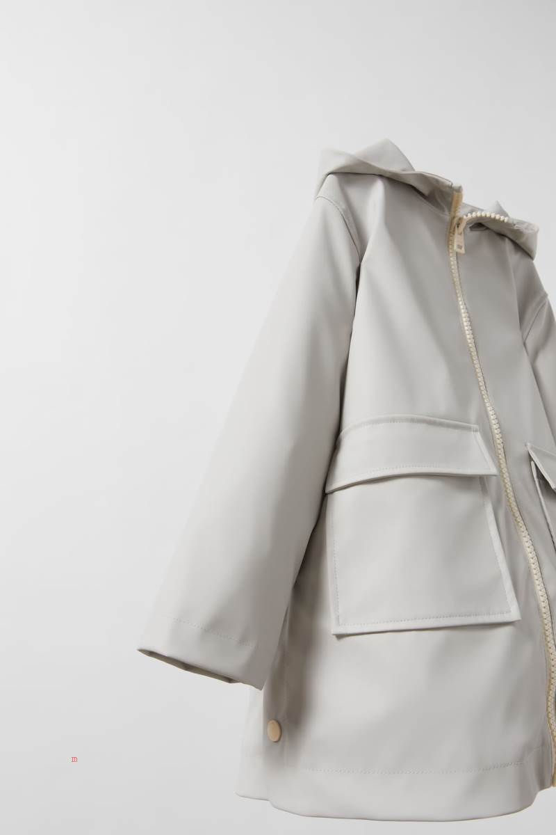 ZARA RUBBERISED WITH SNAP BUTTONS Regnrock Tjej Grå | ROUCZ-1407