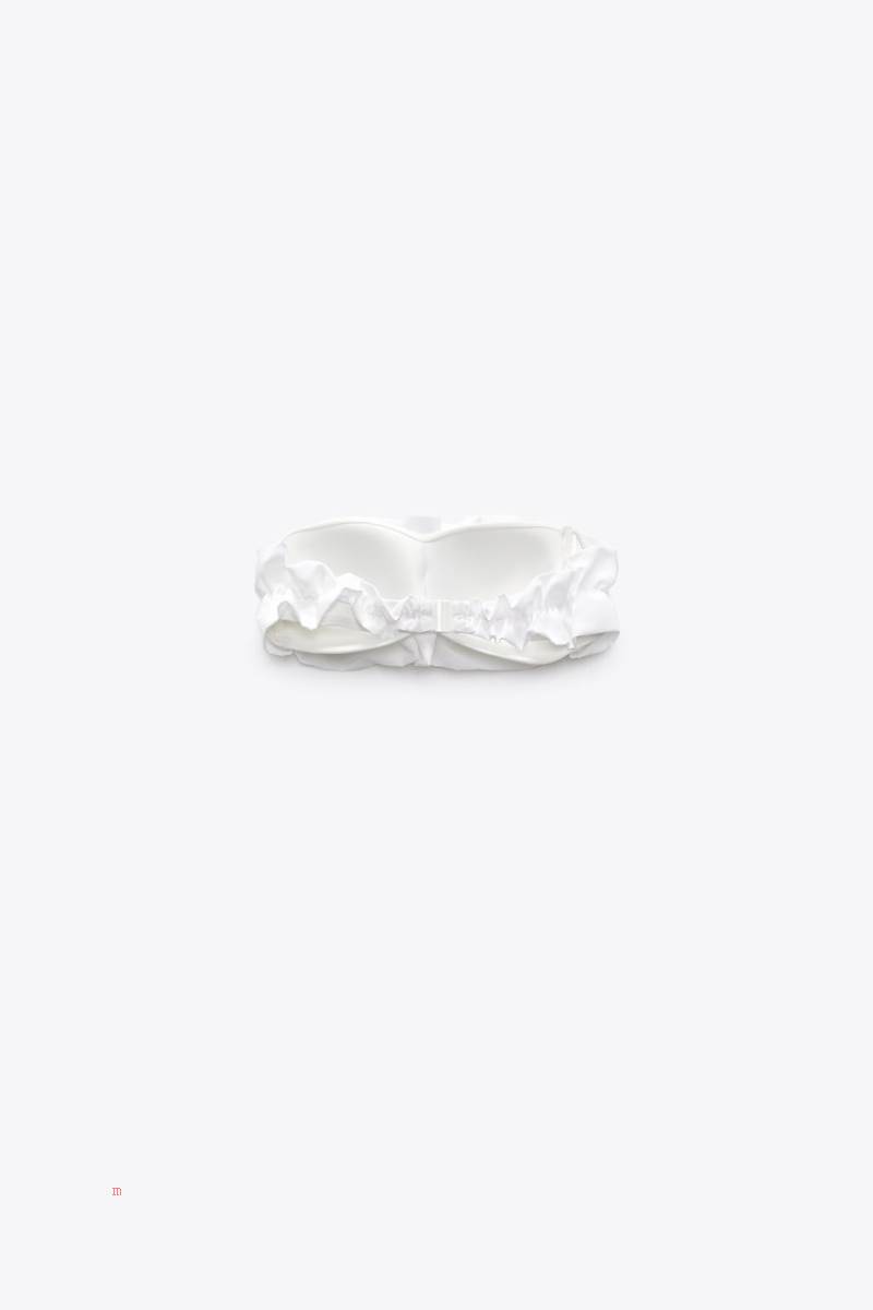 ZARA RUFFLED BANDEAU BIKINI TOP Badkläder Dam Vita | DSQBR-9745