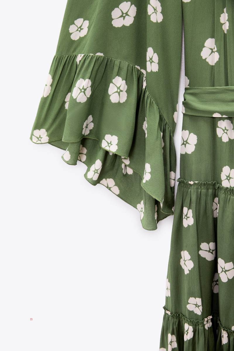 ZARA RUFFLED LIMITED EDITION Klänning Dam Gröna | EYIUX-8351