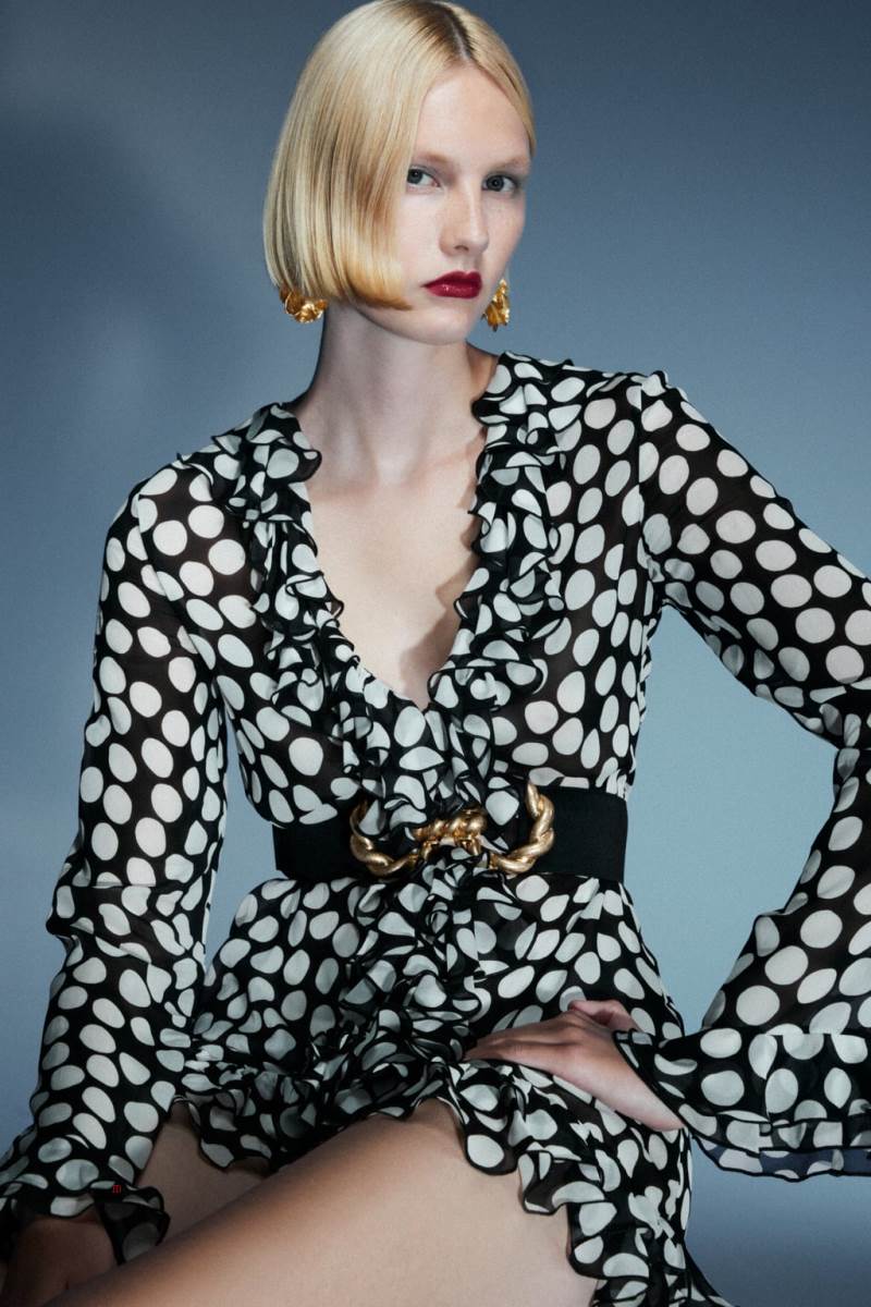 ZARA RUFFLED POLKA DOT Blusar Dam Svarta Vita | MAFYE-4791
