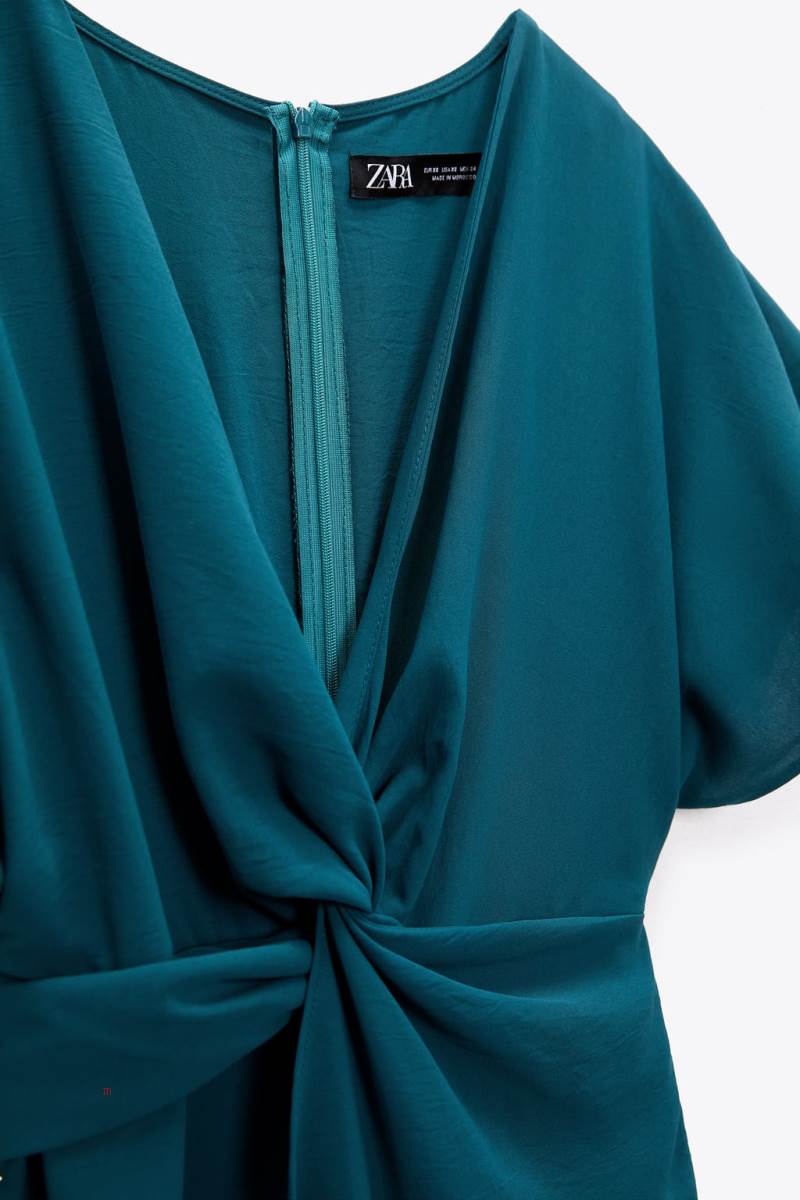 ZARA RUFFLED WRAP Jumpsuit Dam Blå Gröna | JTMRE-0951
