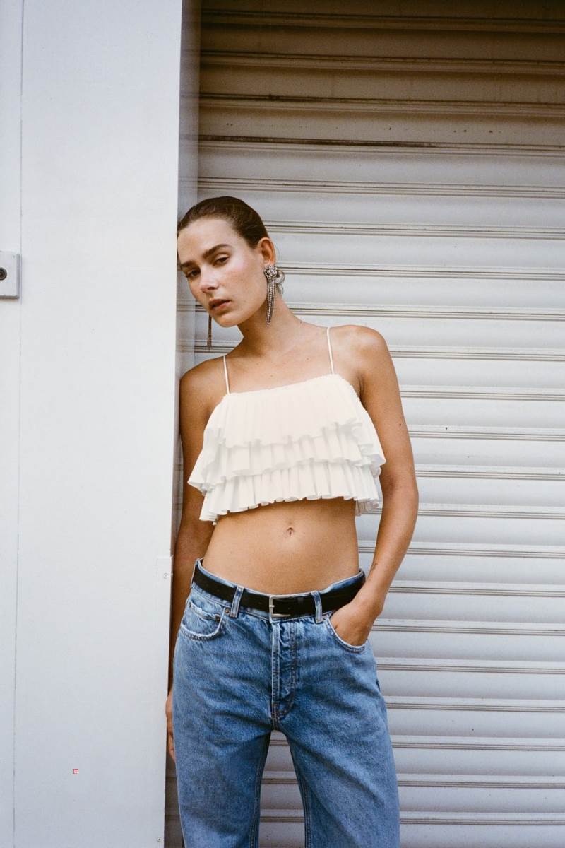 ZARA RUFFLES Crop Top Dam Vita | HKGBF-9247
