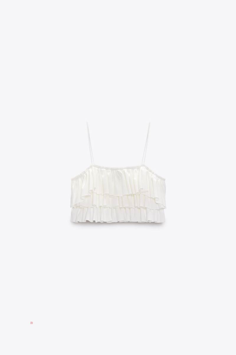 ZARA RUFFLES Crop Top Dam Vita | HKGBF-9247