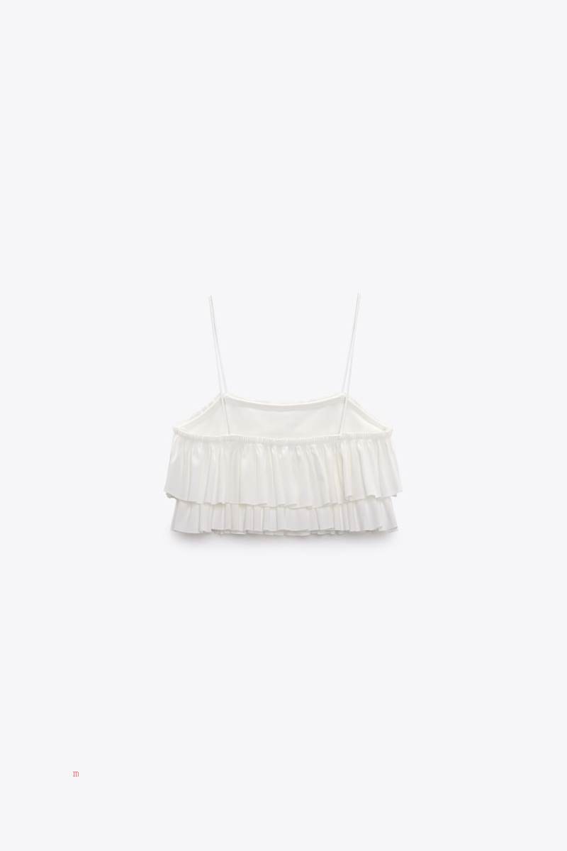 ZARA RUFFLES Crop Top Dam Vita | HKGBF-9247