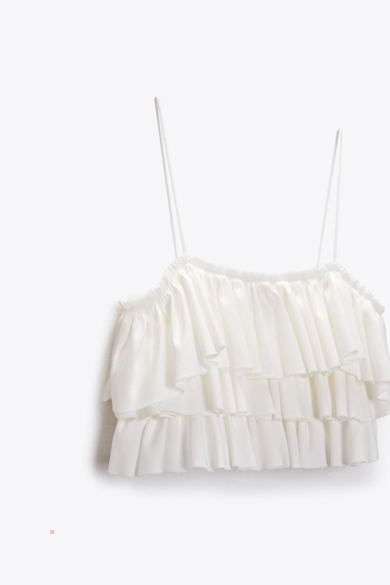 ZARA RUFFLES Crop Top Dam Vita | HKGBF-9247