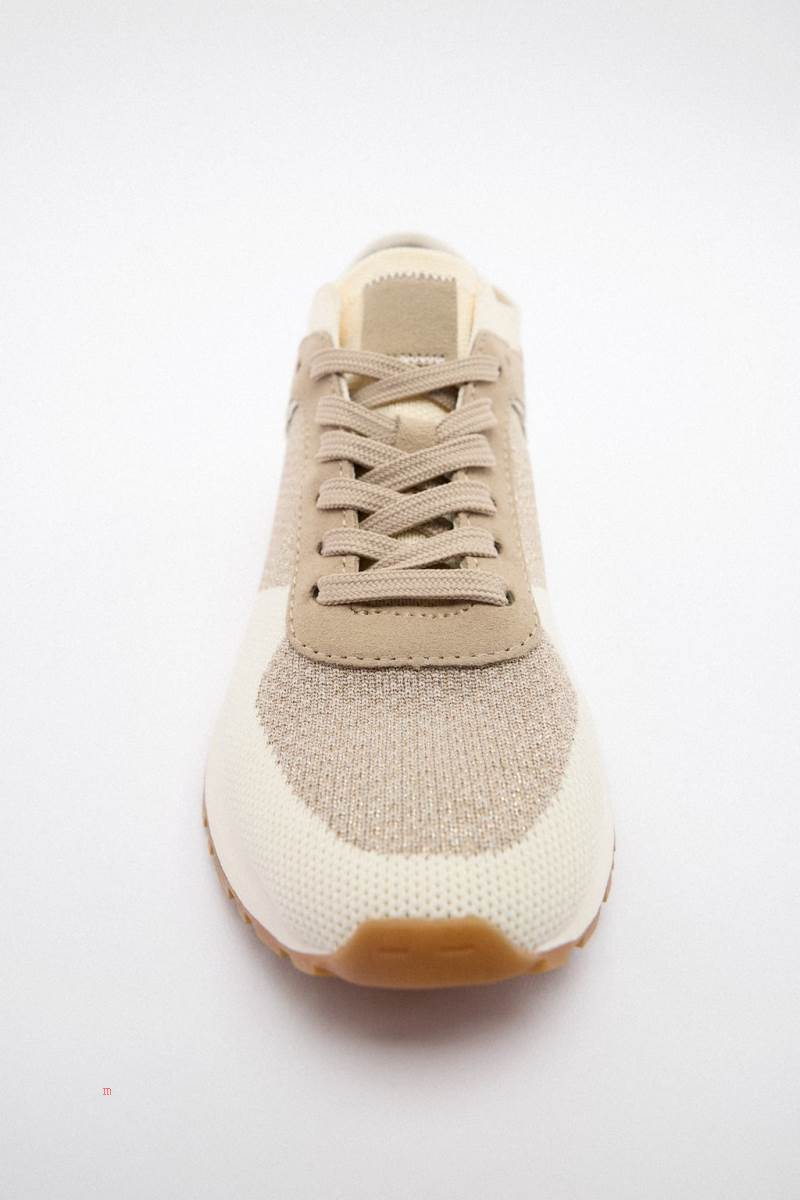 ZARA RUNNING Träningsskor Dam Beige | HNFLE-4901
