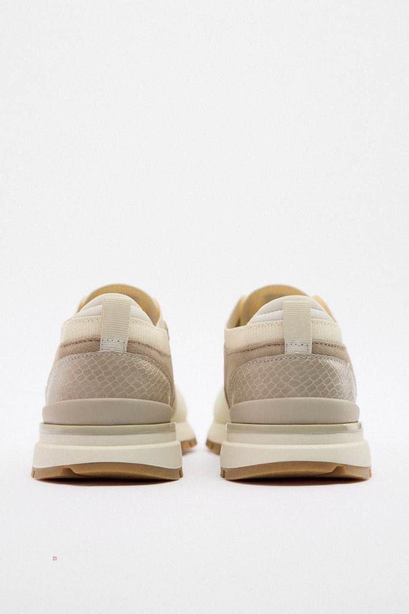 ZARA RUNNING Träningsskor Dam Beige | HNFLE-4901