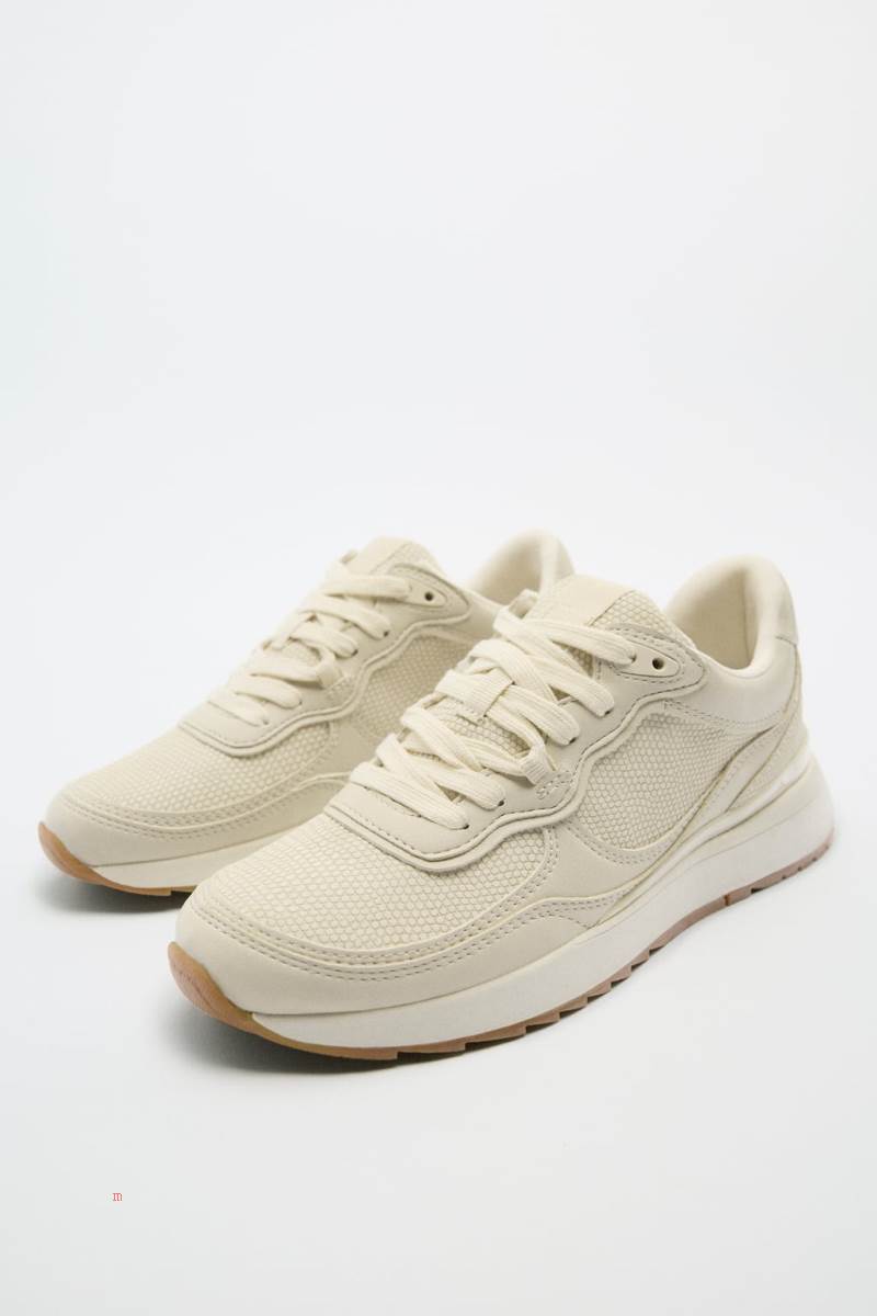 ZARA RUNNING Träningsskor Dam Beige | YQSAB-6127