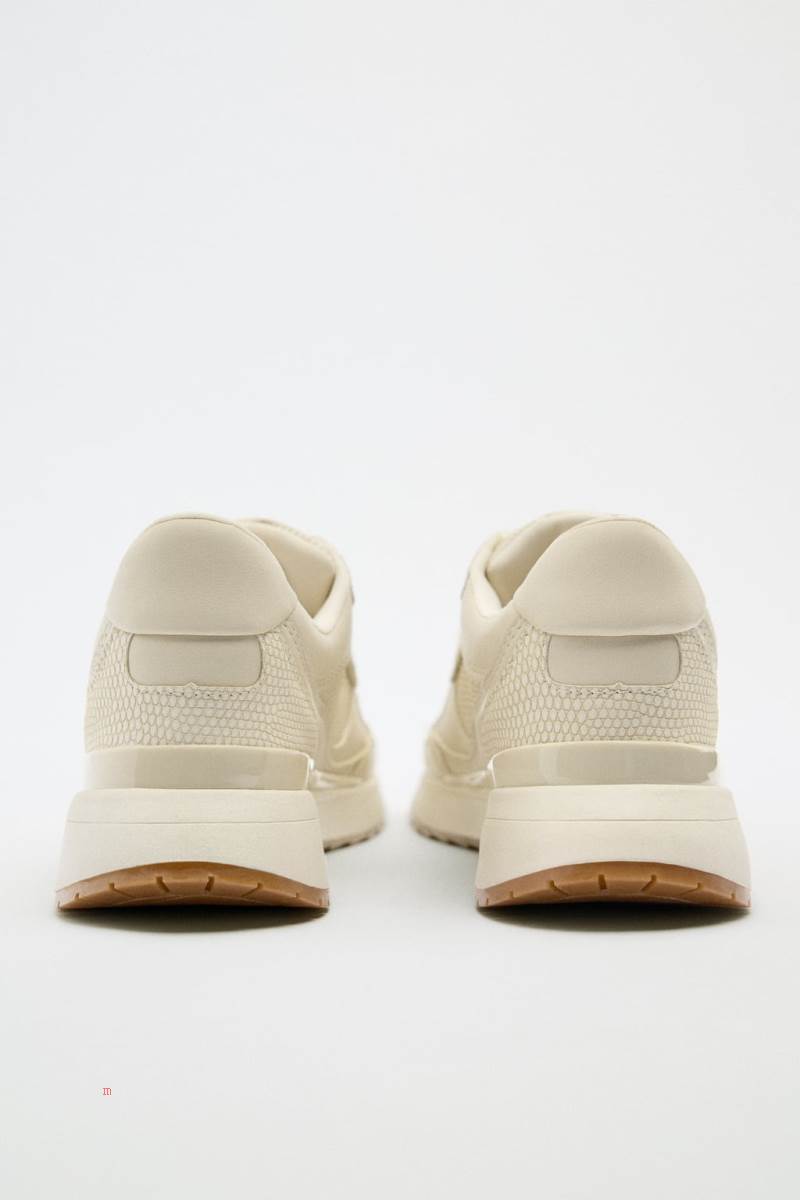 ZARA RUNNING Träningsskor Dam Beige | YQSAB-6127