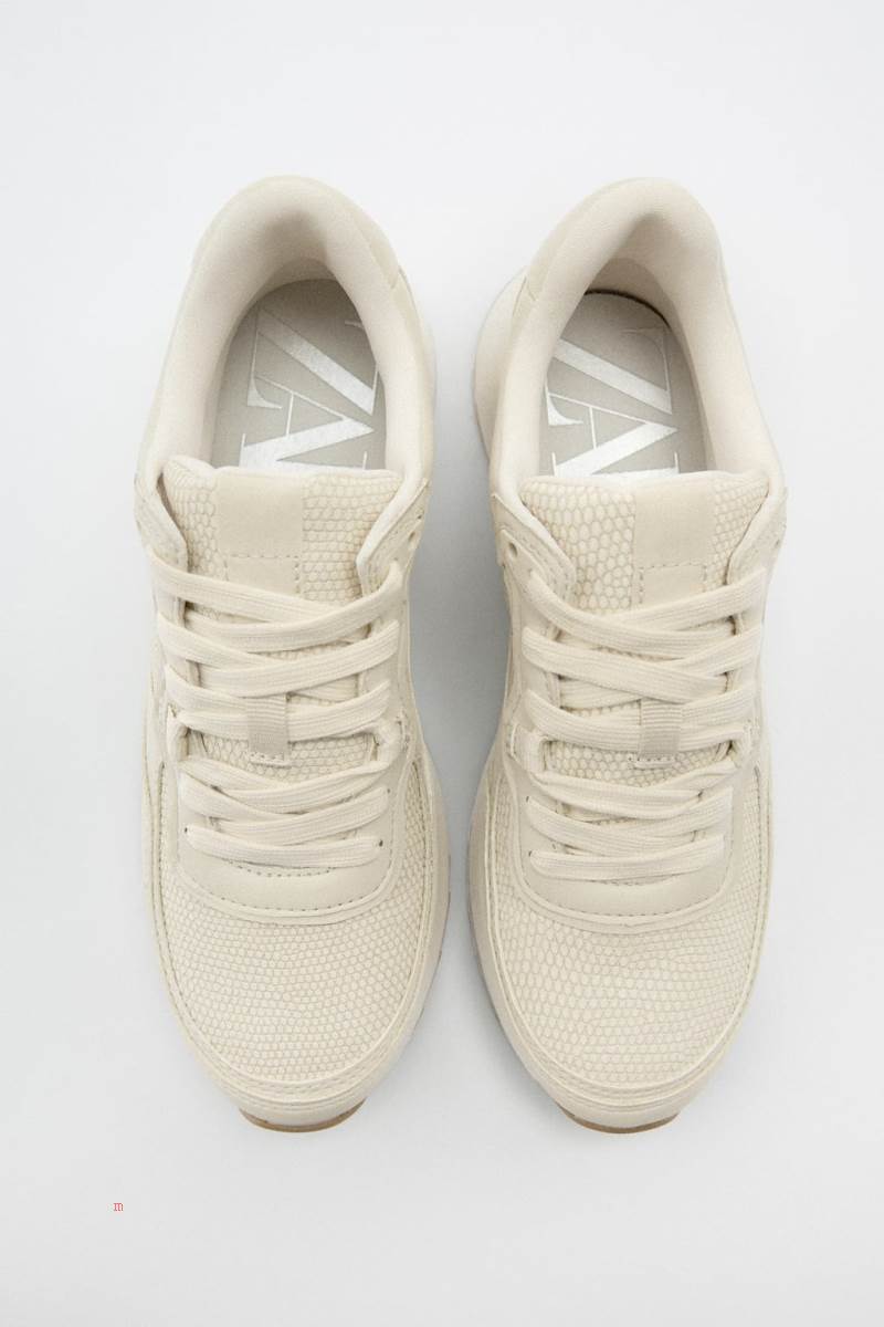ZARA RUNNING Träningsskor Dam Beige | YQSAB-6127