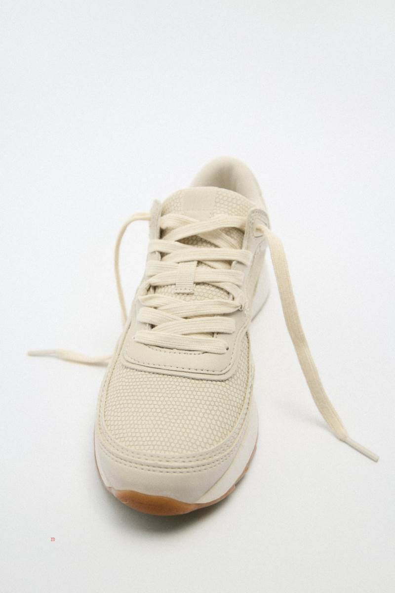ZARA RUNNING Träningsskor Dam Beige | YQSAB-6127