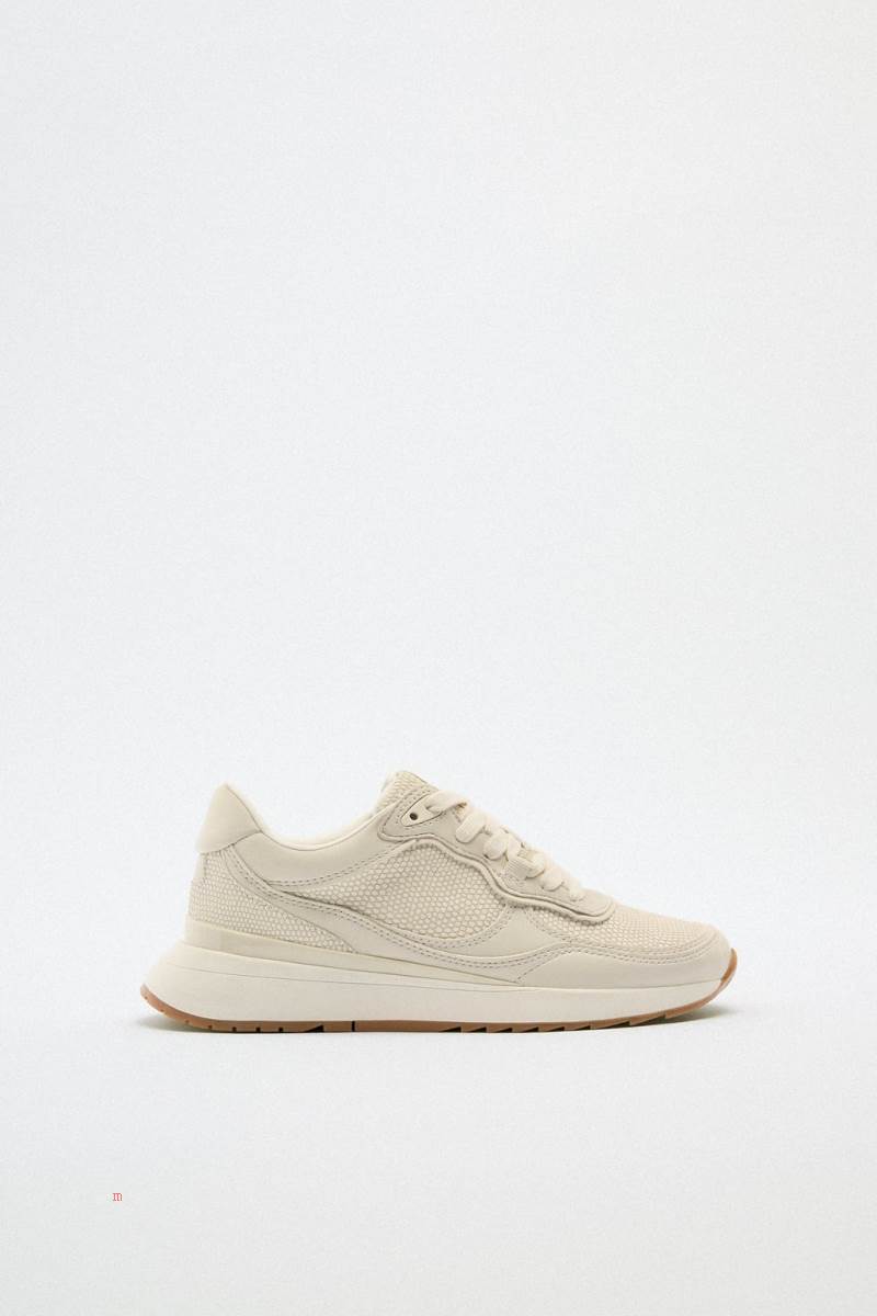 ZARA RUNNING Träningsskor Dam Beige | YQSAB-6127