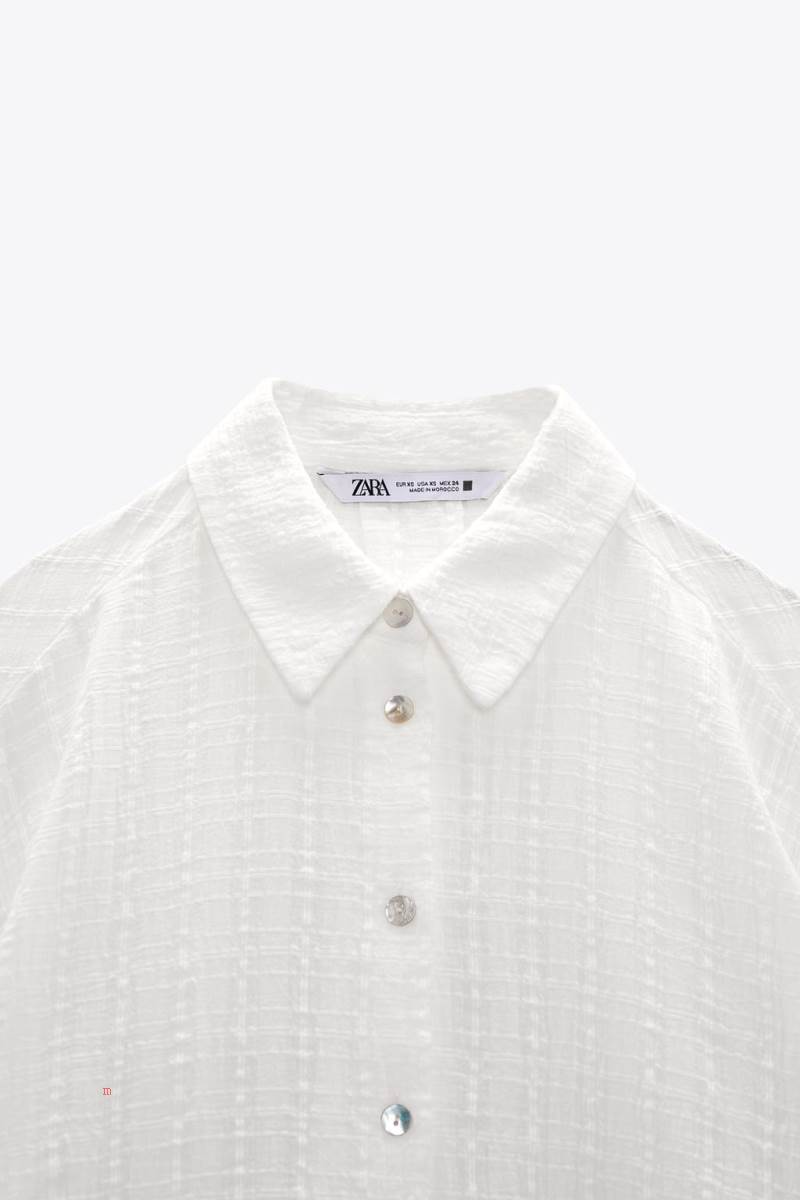 ZARA RUSTIC FABRIC Skjorta Dam Vita | CUEZI-3529