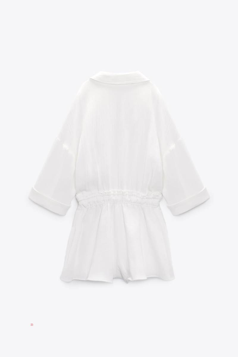 ZARA RUSTIC WITH LACE TRIM Playsuit Dam Vita | XUKPS-7432