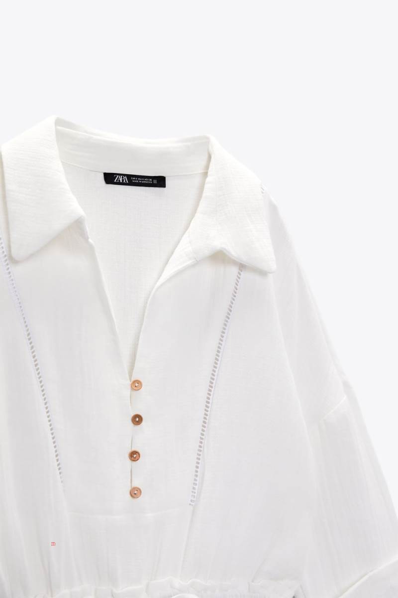 ZARA RUSTIC WITH LACE TRIM Playsuit Dam Vita | XUKPS-7432
