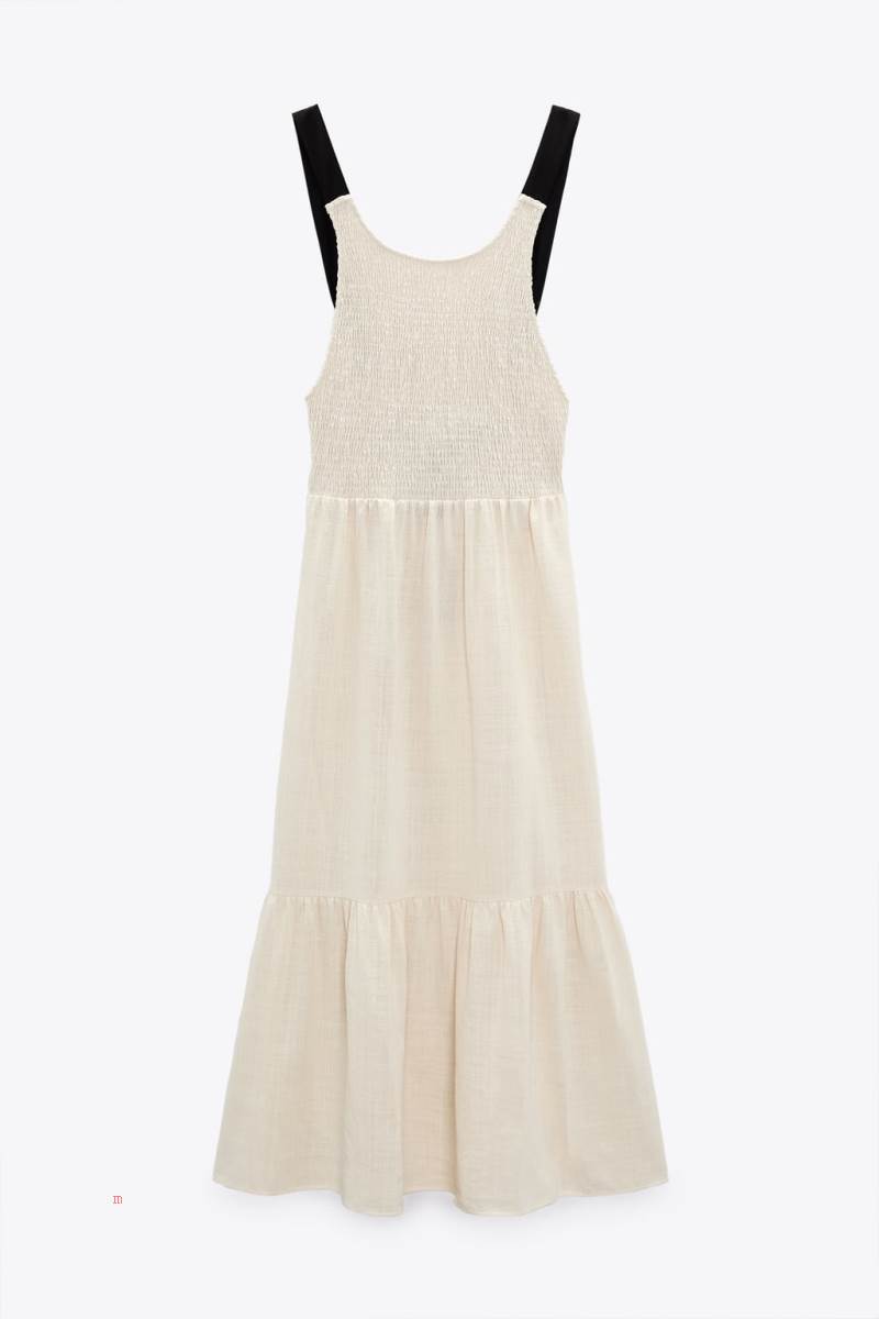 ZARA RUSTIC WITH LOW-CUT BACK Klänning Dam Grå Vita | WTBLU-9372