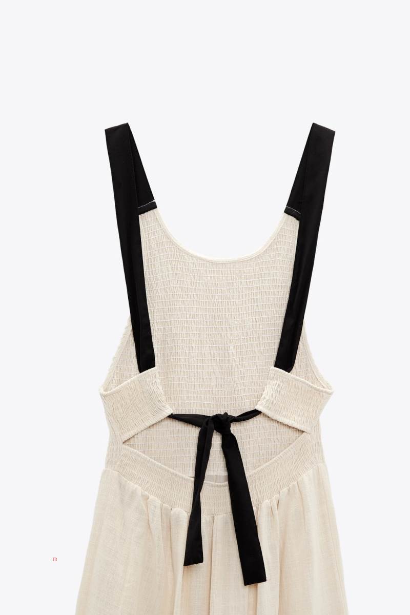 ZARA RUSTIC WITH LOW-CUT BACK Klänning Dam Grå Vita | WTBLU-9372