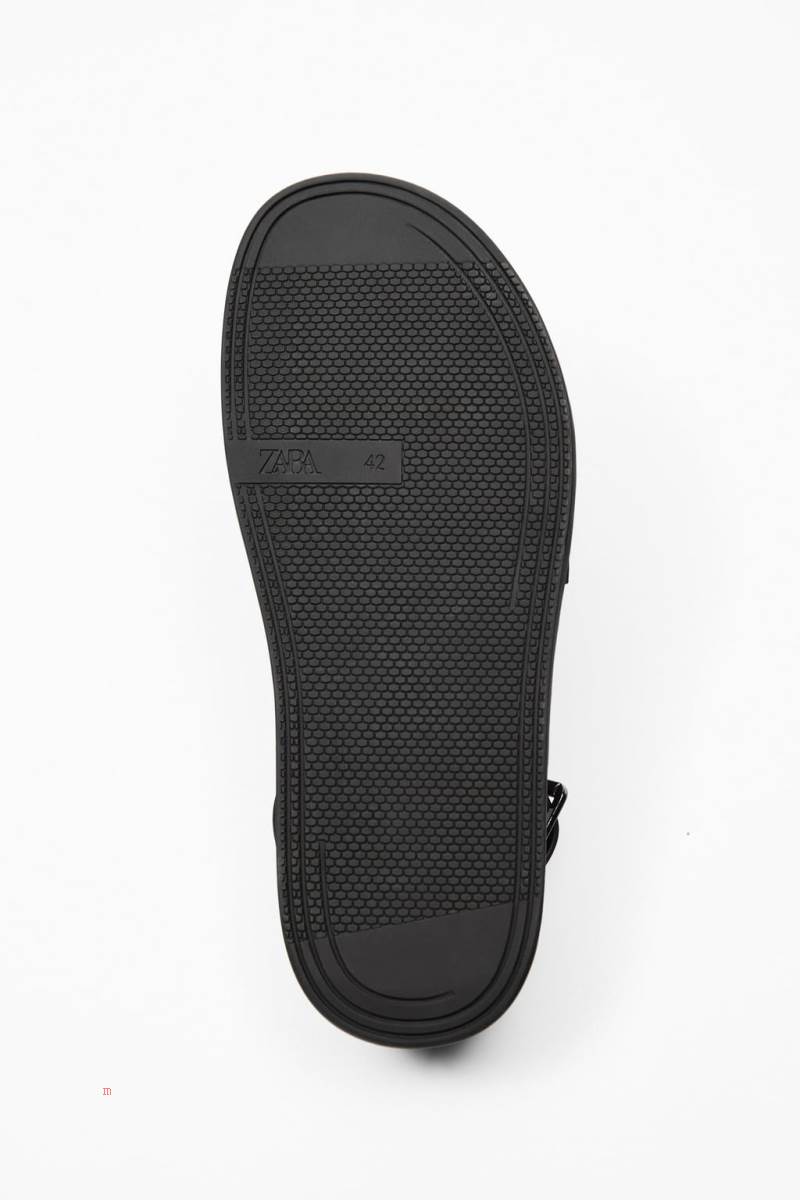ZARA SANDALS WITH BUCKLES Sandaler Herr Svarta | BAOUH-3874