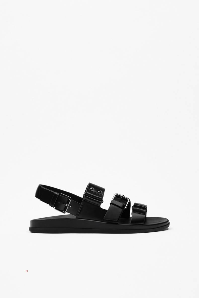 ZARA SANDALS WITH BUCKLES Sandaler Herr Svarta | BAOUH-3874