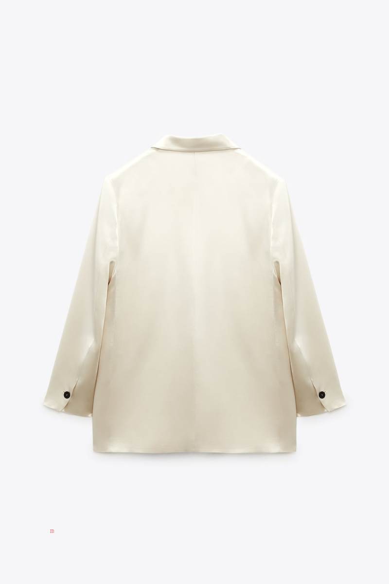 ZARA SATINY Blazers Dam Rosa Beige | QXCSZ-9347