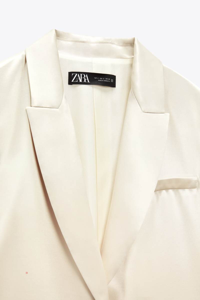 ZARA SATINY Blazers Dam Rosa Beige | QXCSZ-9347