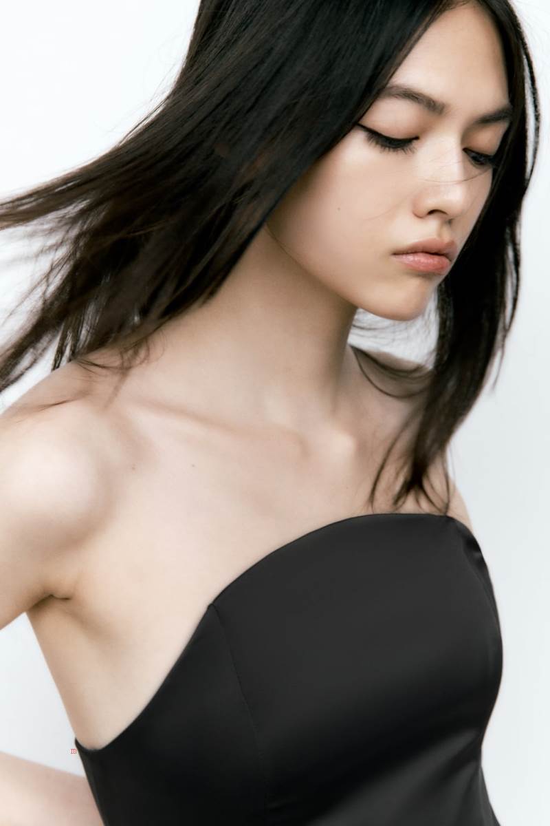 ZARA SATIN Bodysuit Dam Svarta | DFPHS-7028