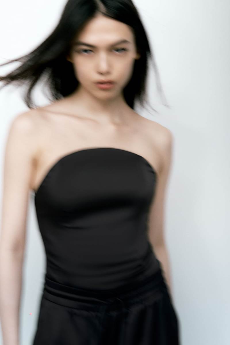 ZARA SATIN Bodysuit Dam Svarta | DFPHS-7028