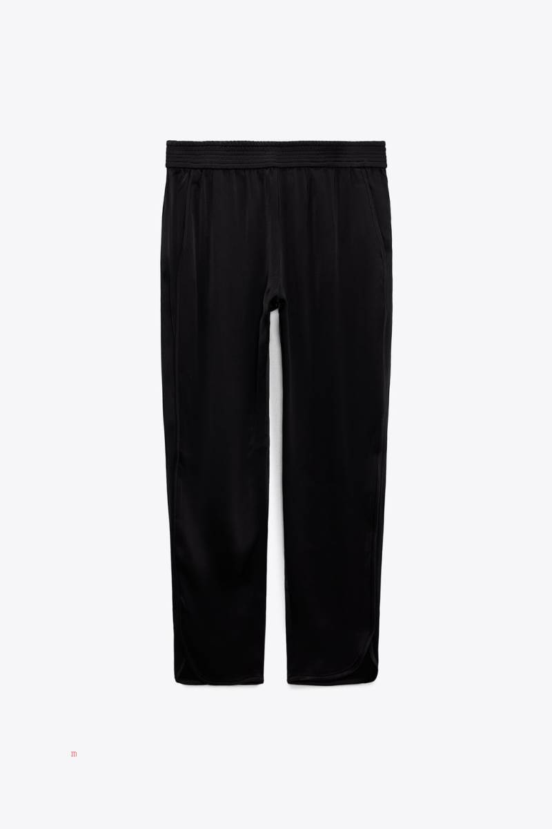 ZARA SATIN Byxor Dam Svarta | WJCZM-1630