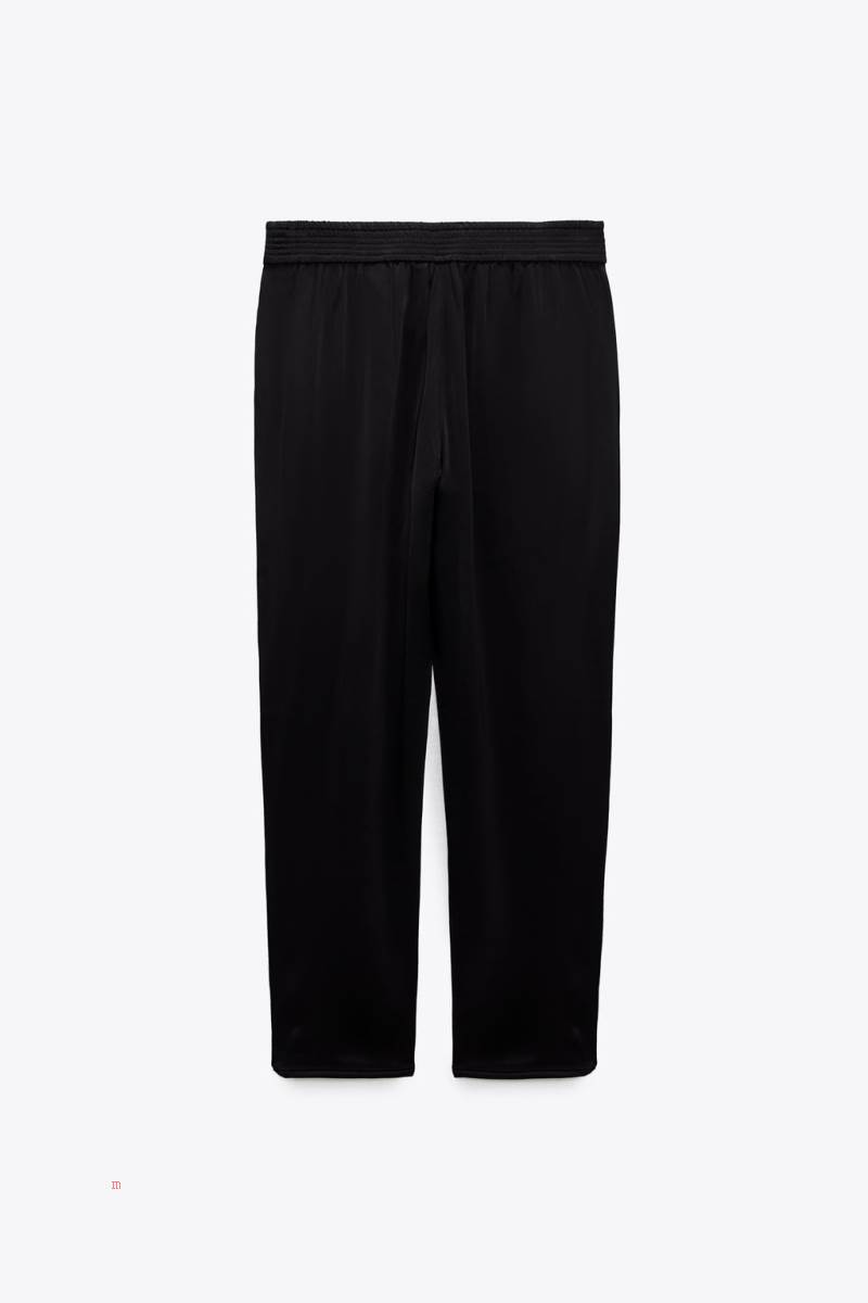 ZARA SATIN Byxor Dam Svarta | WJCZM-1630