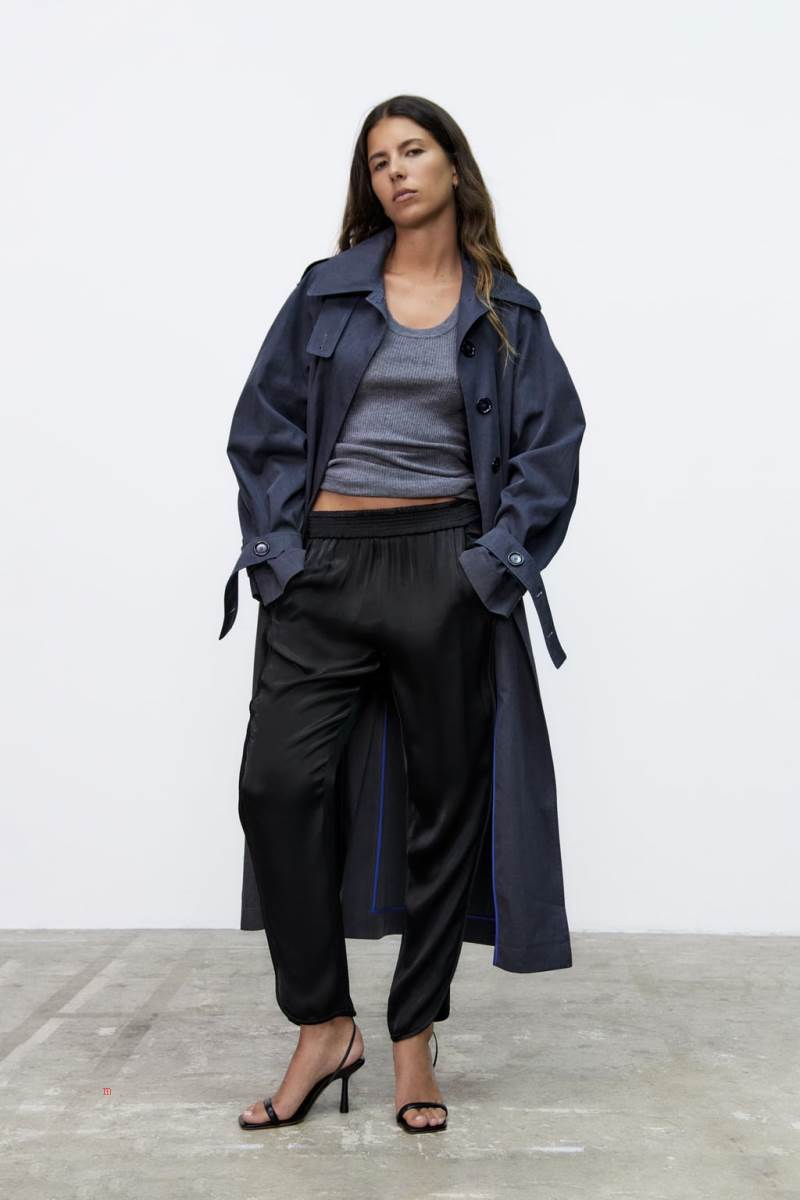 ZARA SATIN Byxor Dam Svarta | WJCZM-1630