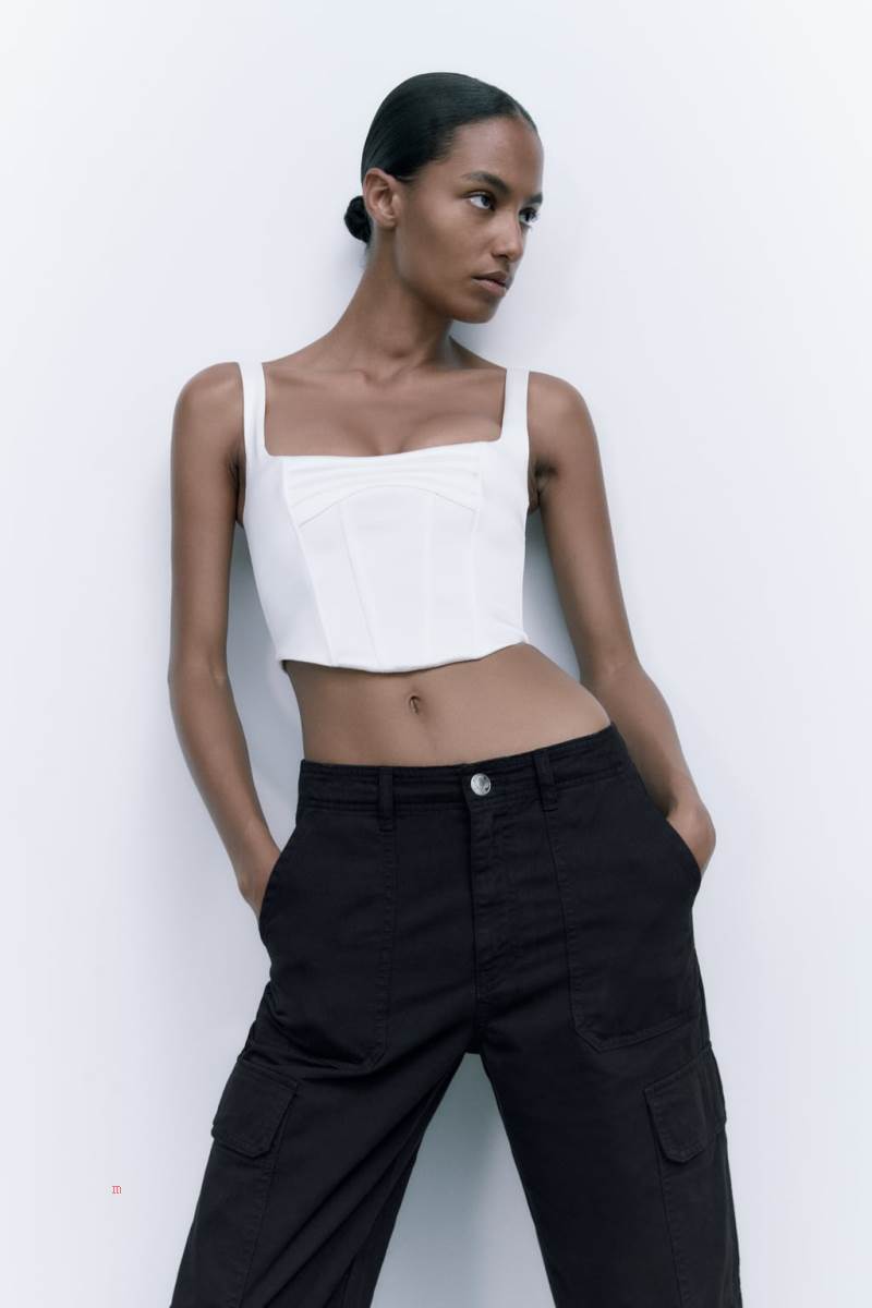 ZARA SATIN CORSETRY-INSPIRED Crop Top Dam Vita | DSTYL-2487