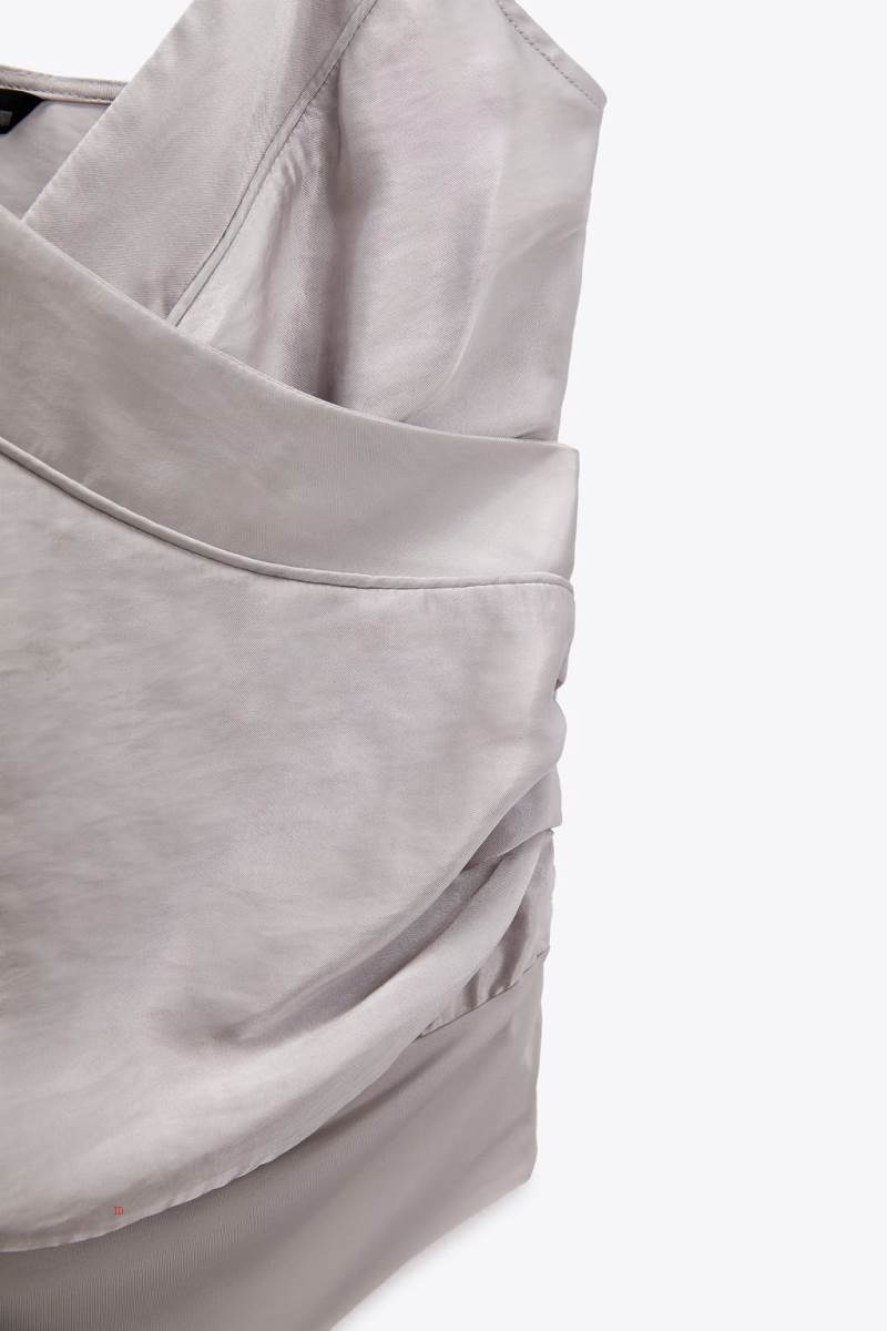 ZARA SATIN-EFFECT STRAPPY Bodysuit Dam Grå | IFZHR-4875