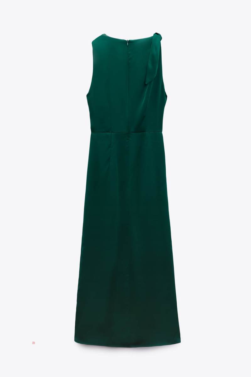 ZARA SATIN-FINISH WITH DRAPED DETAIL Klänning Dam Gröna | OVXGC-4618