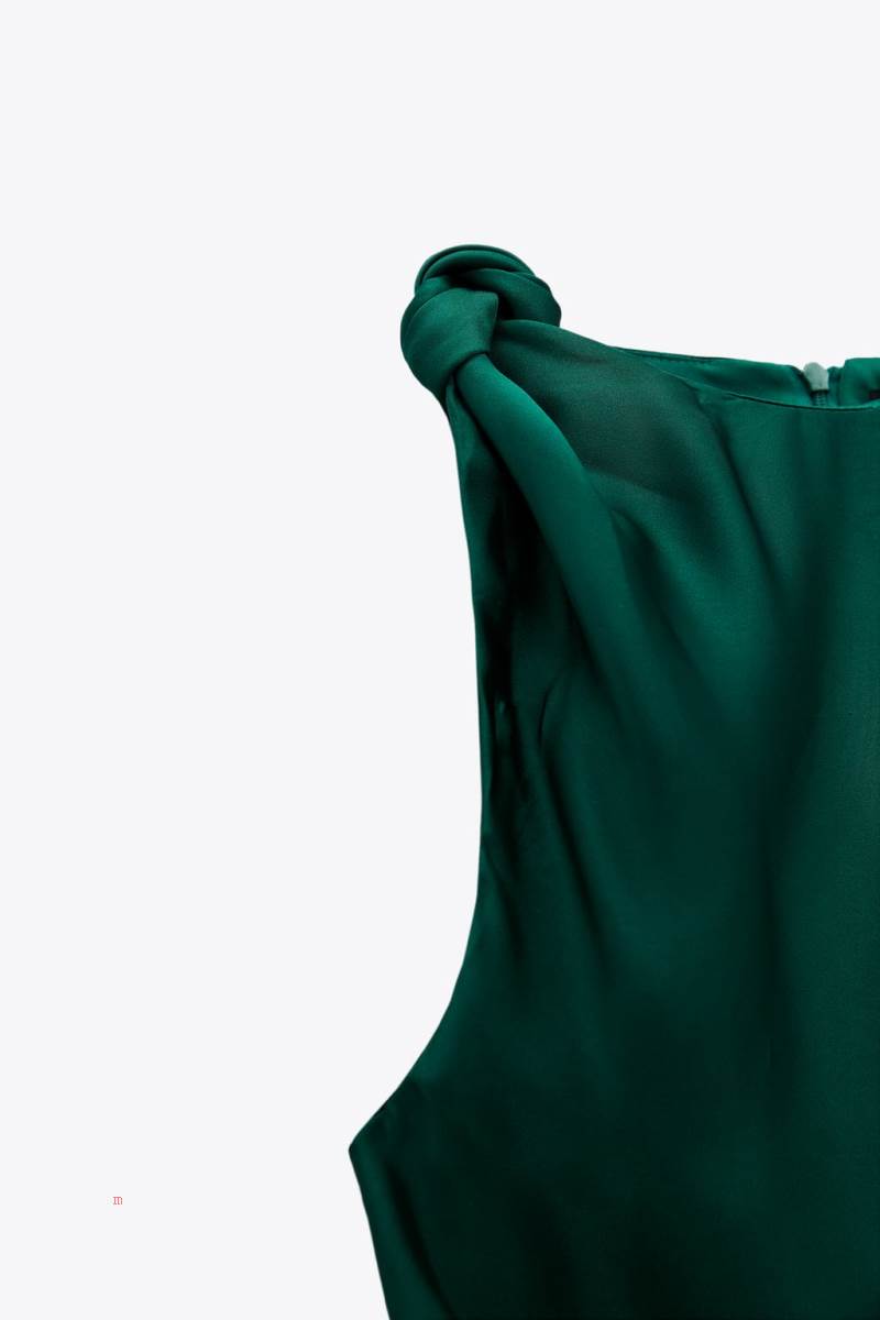 ZARA SATIN-FINISH WITH DRAPED DETAIL Klänning Dam Gröna | OVXGC-4618