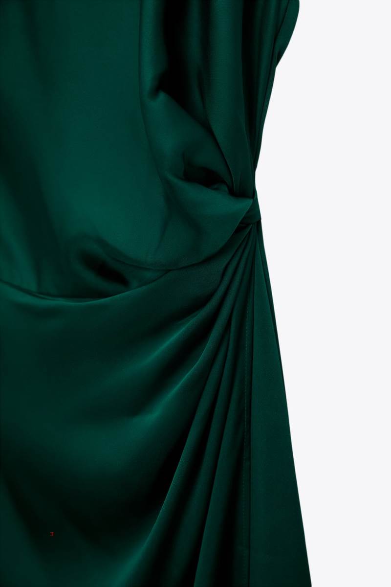 ZARA SATIN-FINISH WITH DRAPED DETAIL Klänning Dam Gröna | OVXGC-4618
