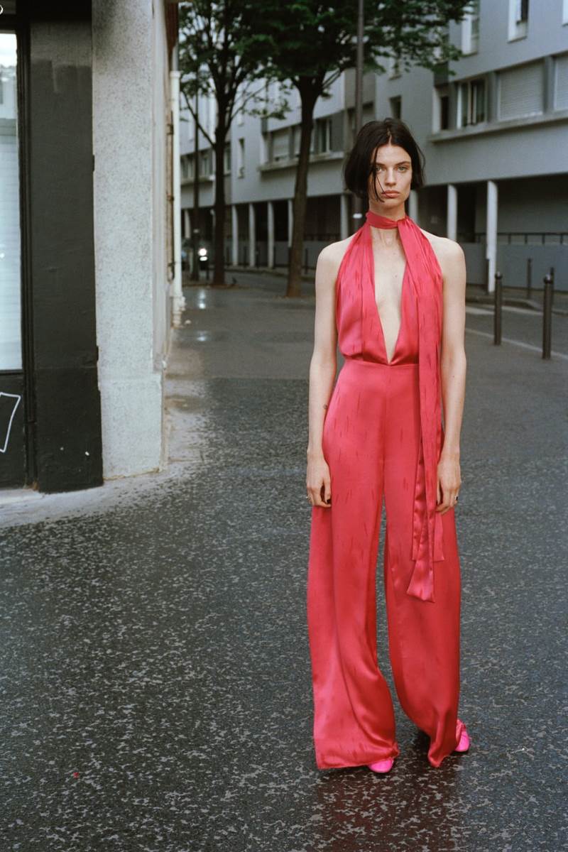 ZARA SATIN HALTERNECK Jumpsuit Dam Röda | VYEUS-3457