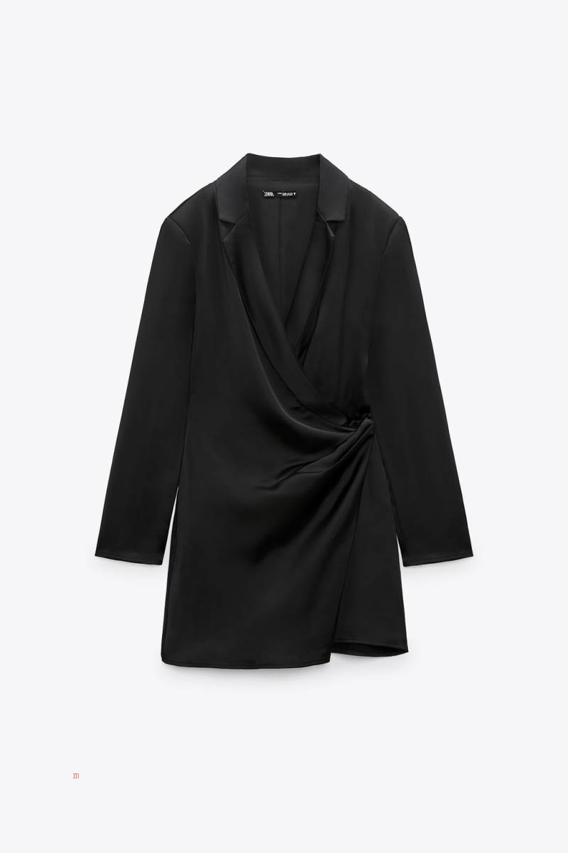 ZARA SATIN Klänning Dam Svarta | JHSEL-4320