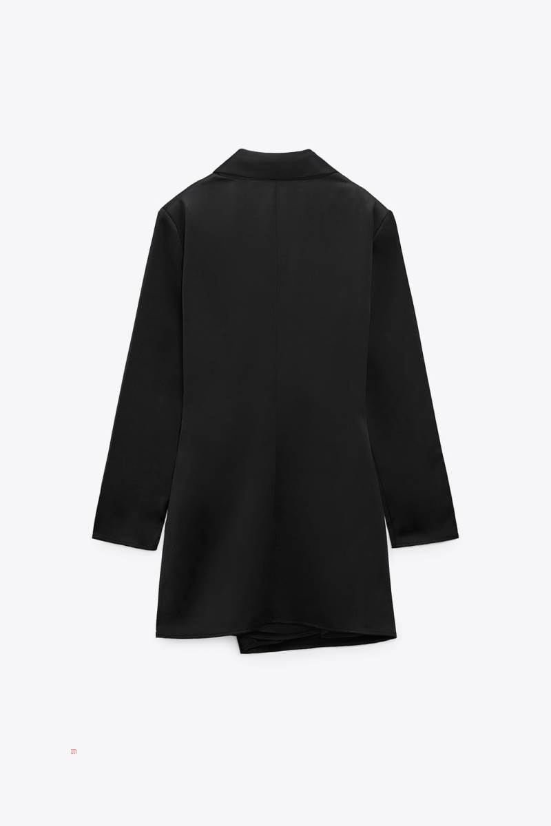 ZARA SATIN Klänning Dam Svarta | JHSEL-4320