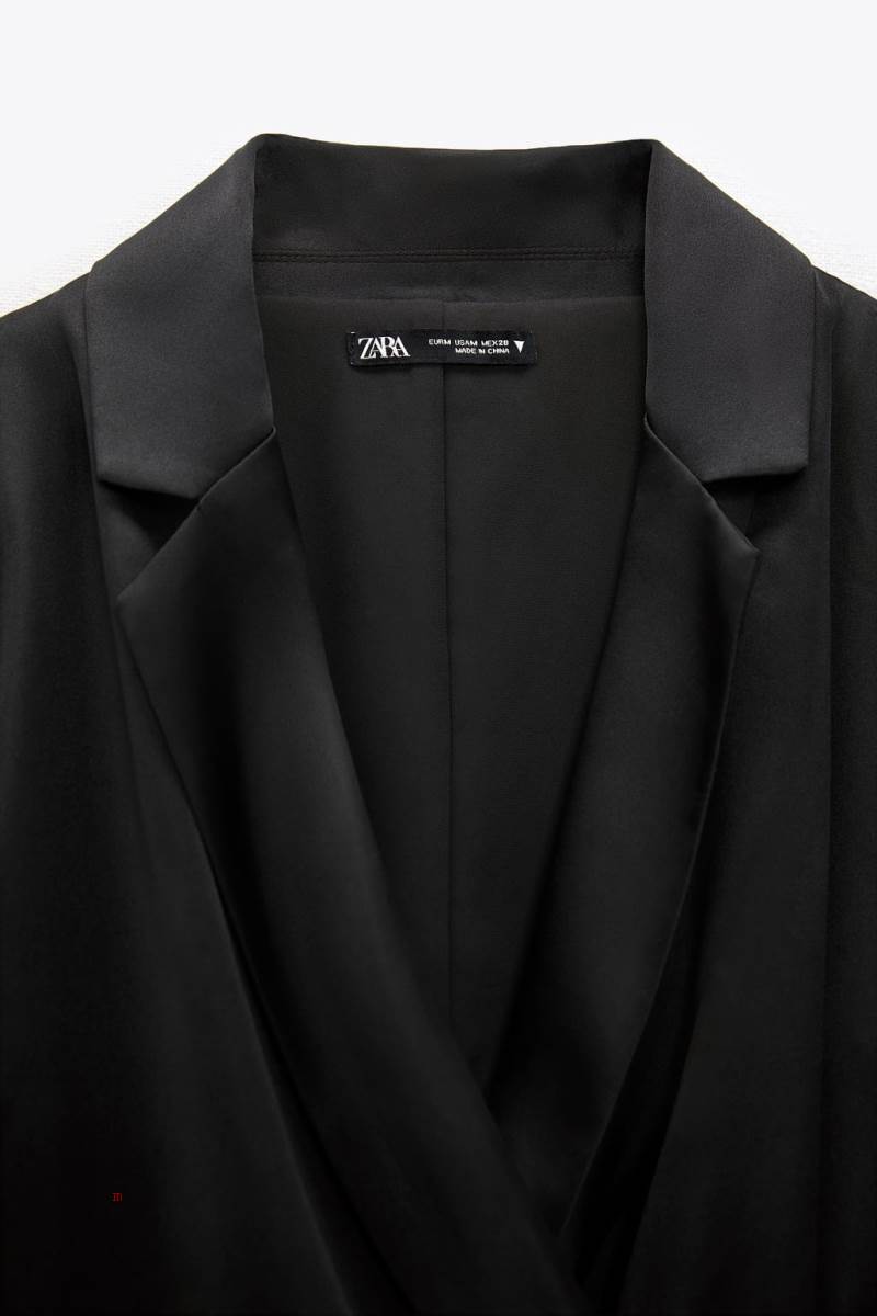 ZARA SATIN Klänning Dam Svarta | JHSEL-4320