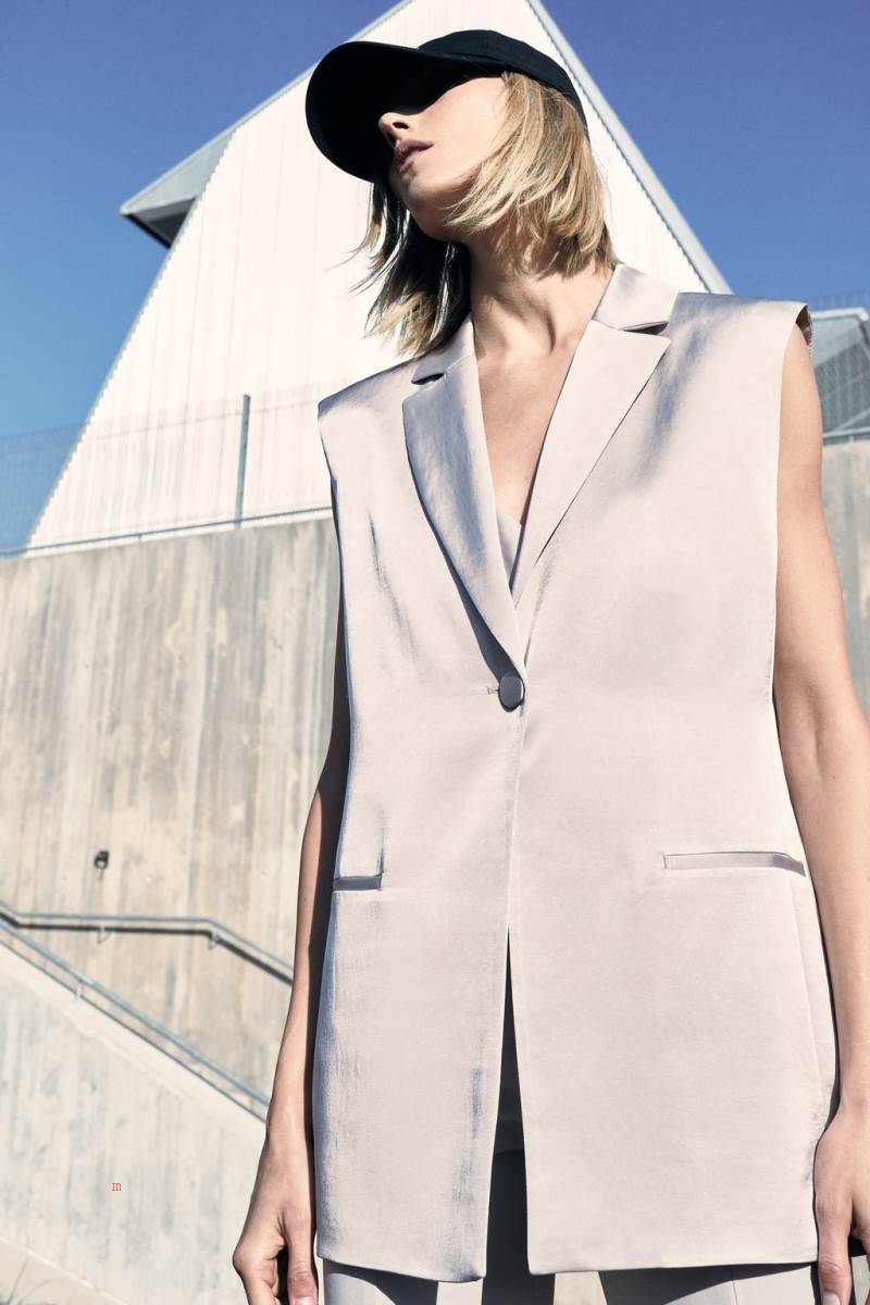 ZARA SATIN Kostym Väst Dam Grå | NZQPC-3750