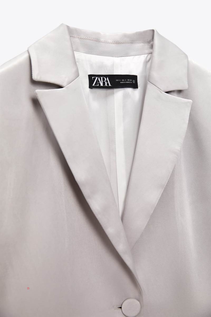 ZARA SATIN Kostym Väst Dam Grå | NZQPC-3750