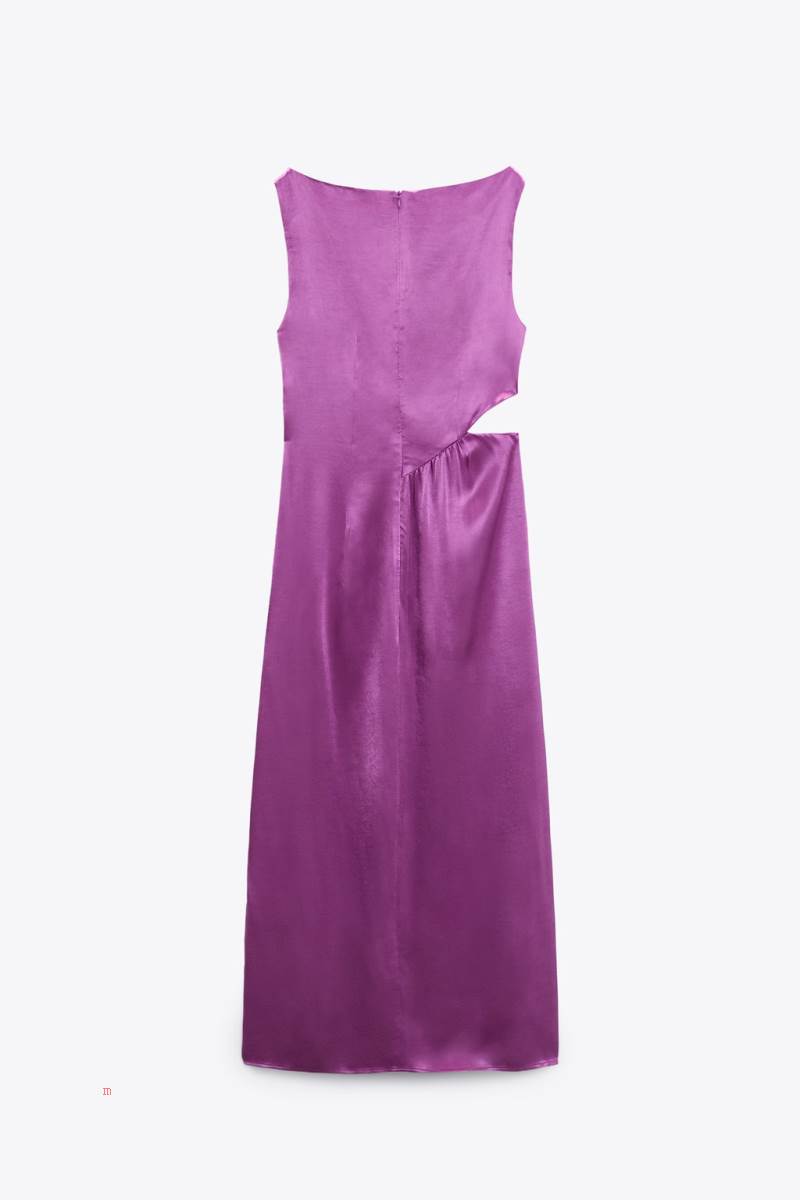 ZARA SATIN MIDI Klänning Dam Lila | JKWTI-3295