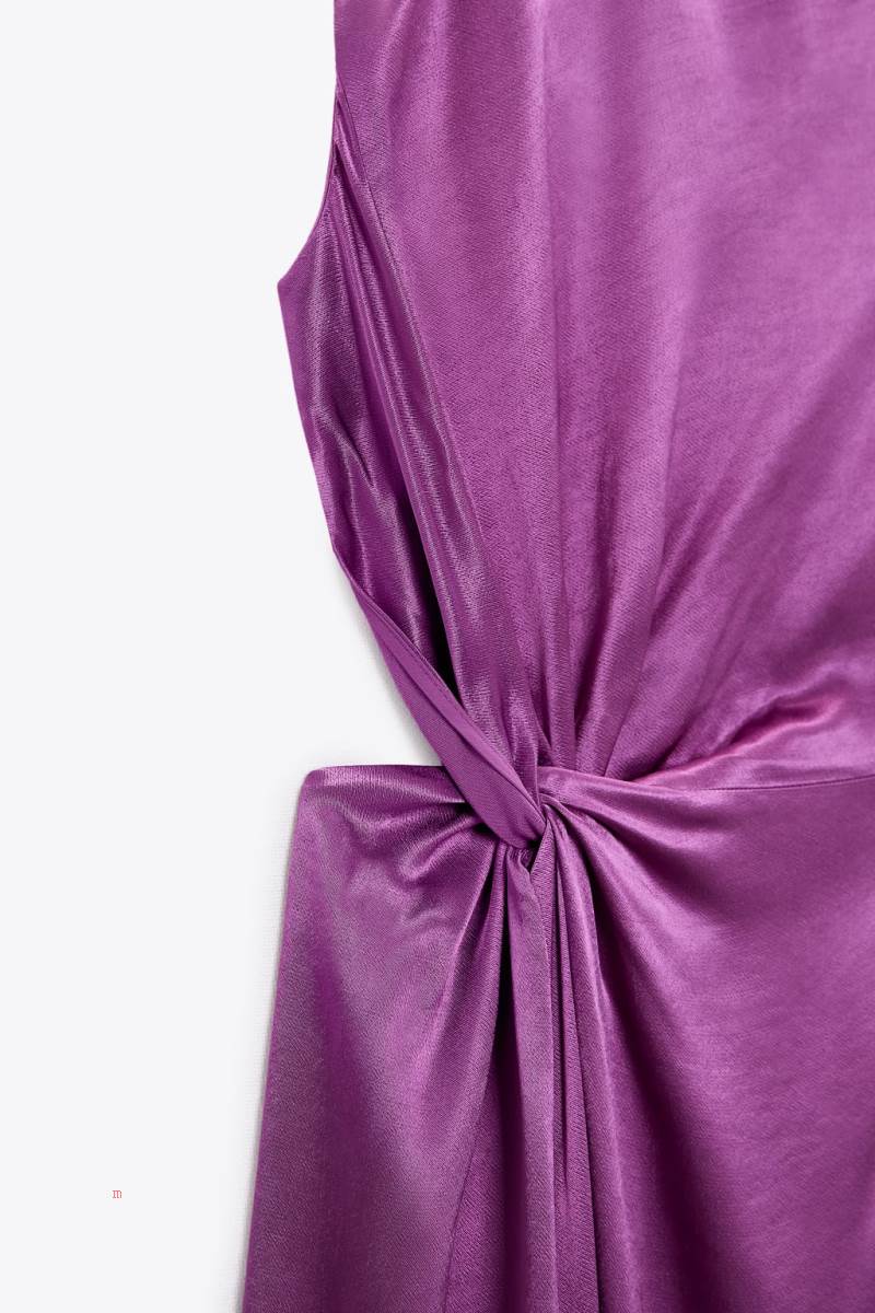 ZARA SATIN MIDI Klänning Dam Lila | JKWTI-3295