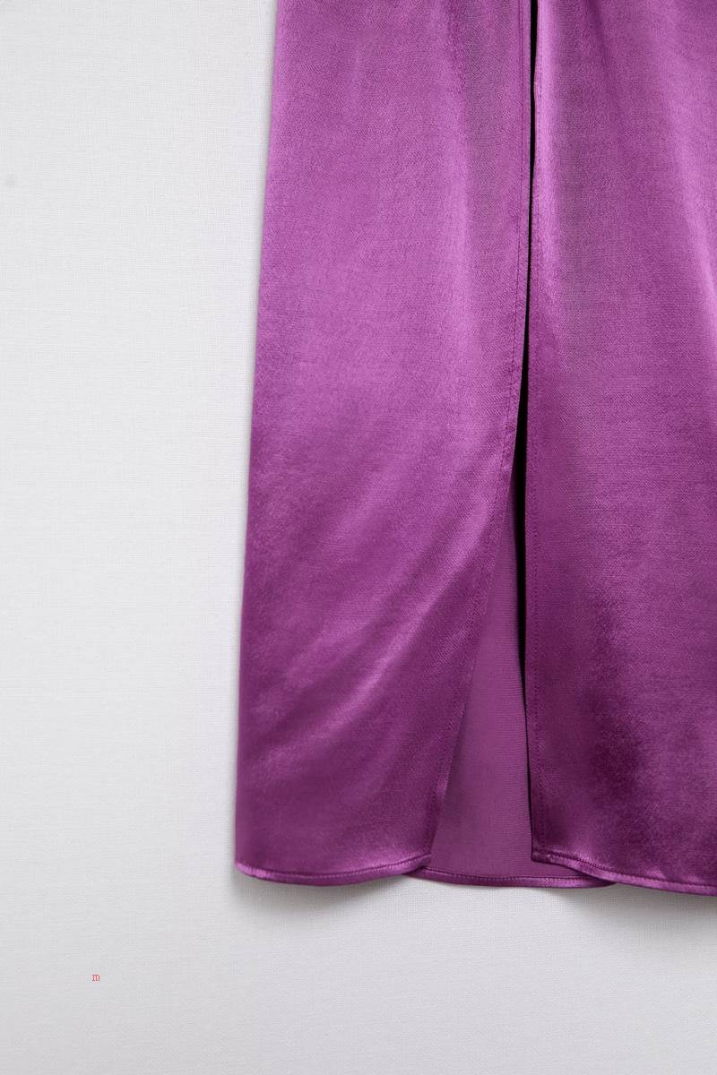 ZARA SATIN MIDI Klänning Dam Lila | JKWTI-3295