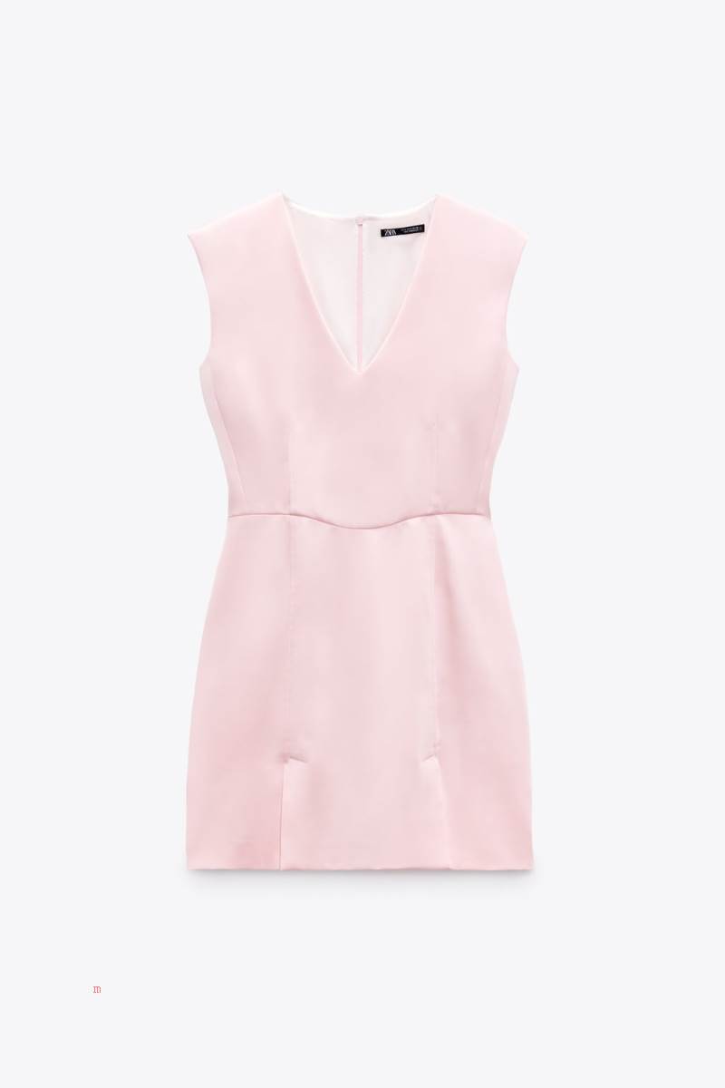 ZARA SATIN MINI SHORT Klänning Dam Rosa | MOUPR-0248