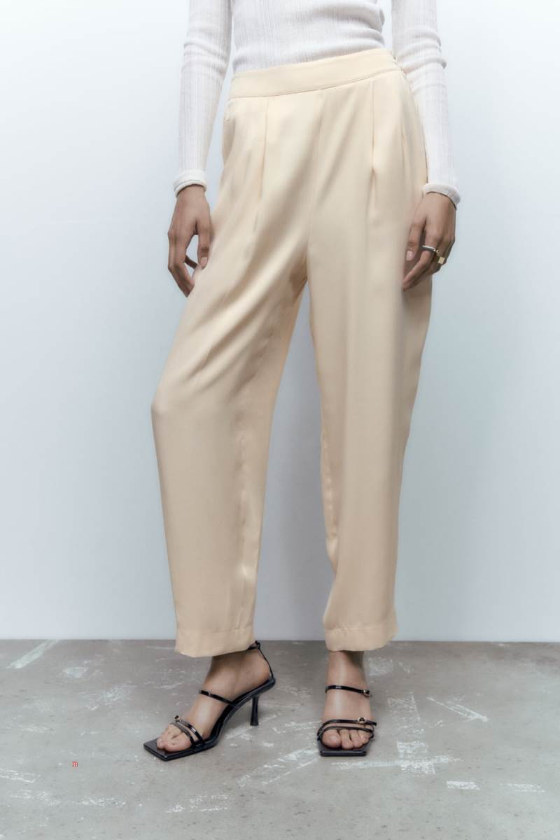 ZARA SATIN Mjukisbyxor Dam Vita | ERKCH-8970